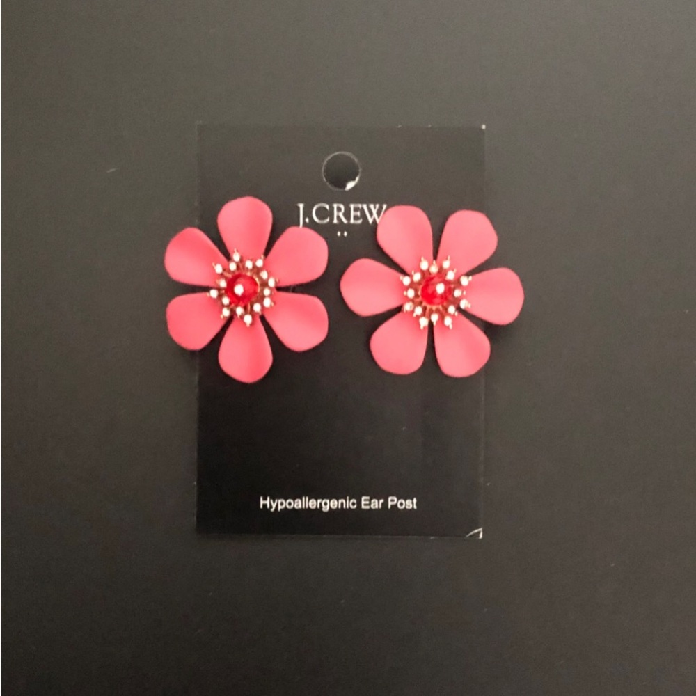 J Crew Pink flower floral earrings jewelry